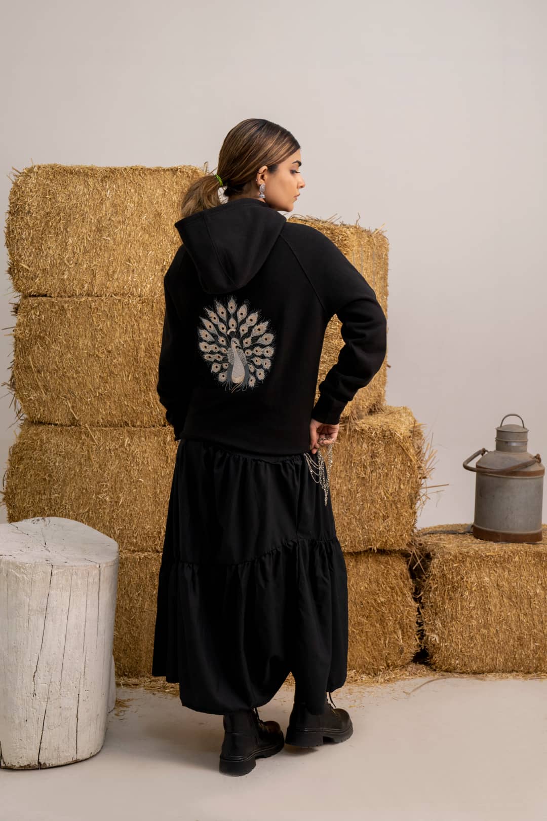 Silver Graphic Embroided Hoodie